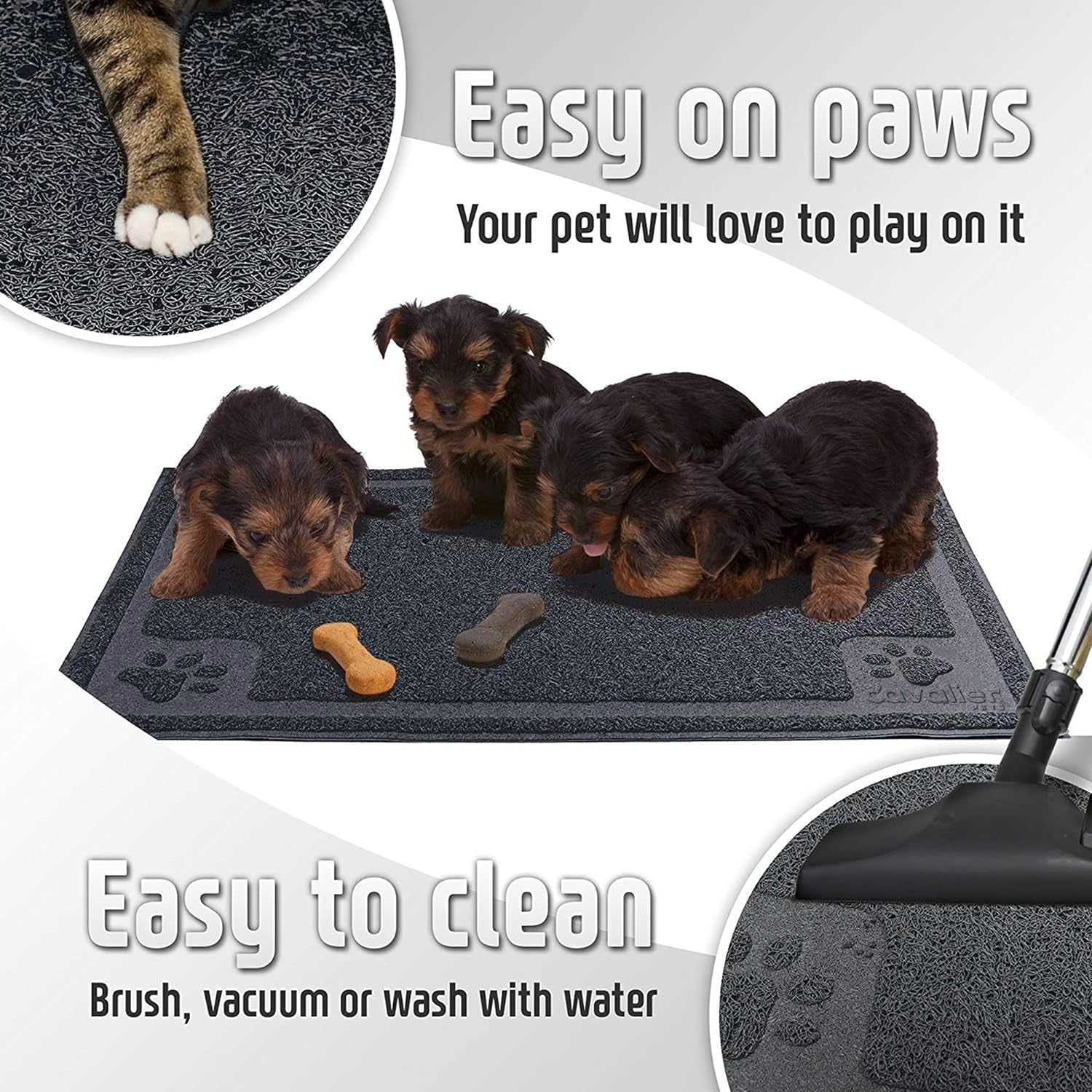 Dog Bowl Mat for Cat and Dog Bowls, Silicone Non-Slip Absorbent Waterproof Dog Food Mat, Easy to Clean, Unique Paw Design