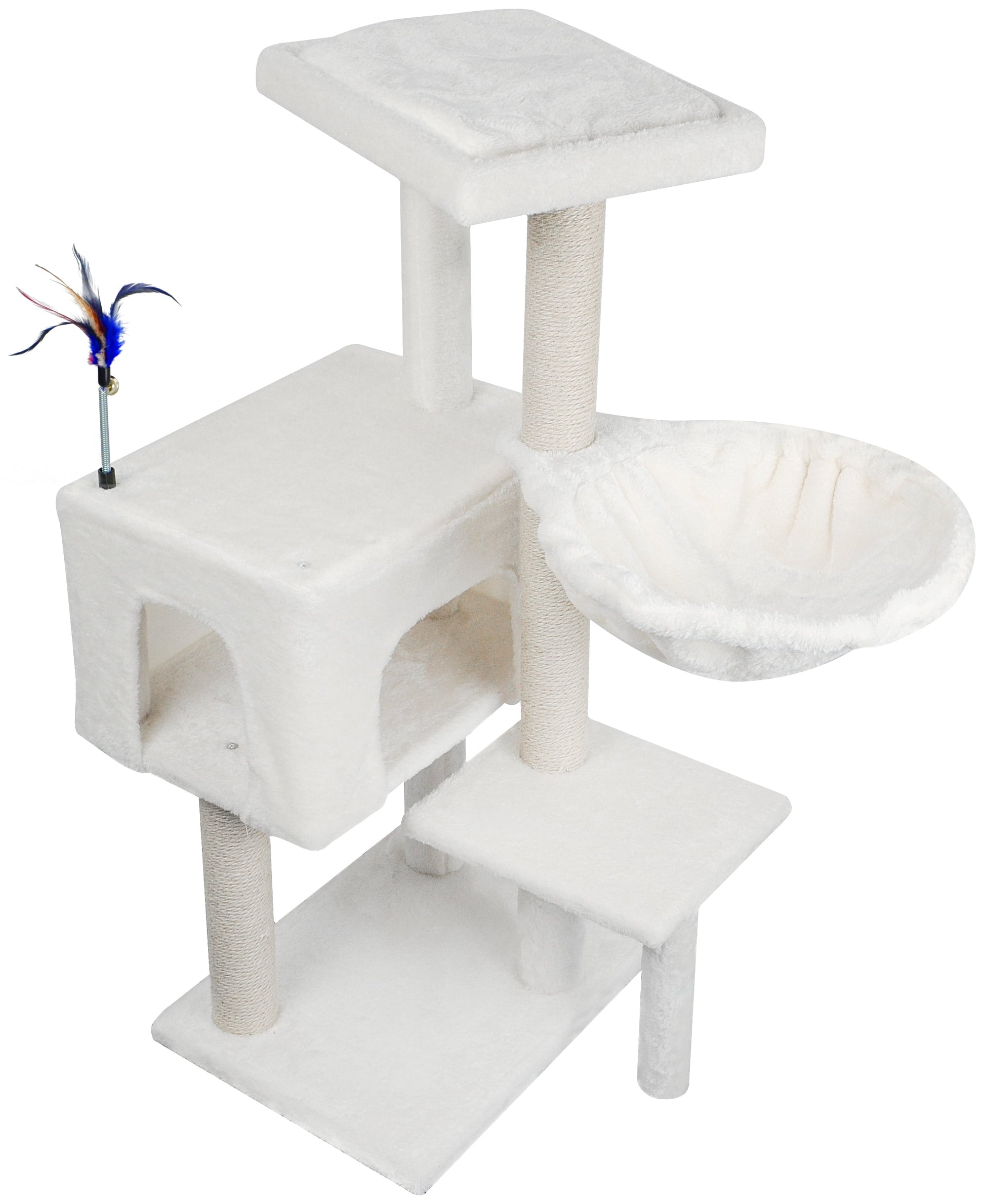 Cat Tree Has Scratching Toy with a Ball Activity Centre Cat Tower Furniture Jute-Covered Scratching Posts,Beige