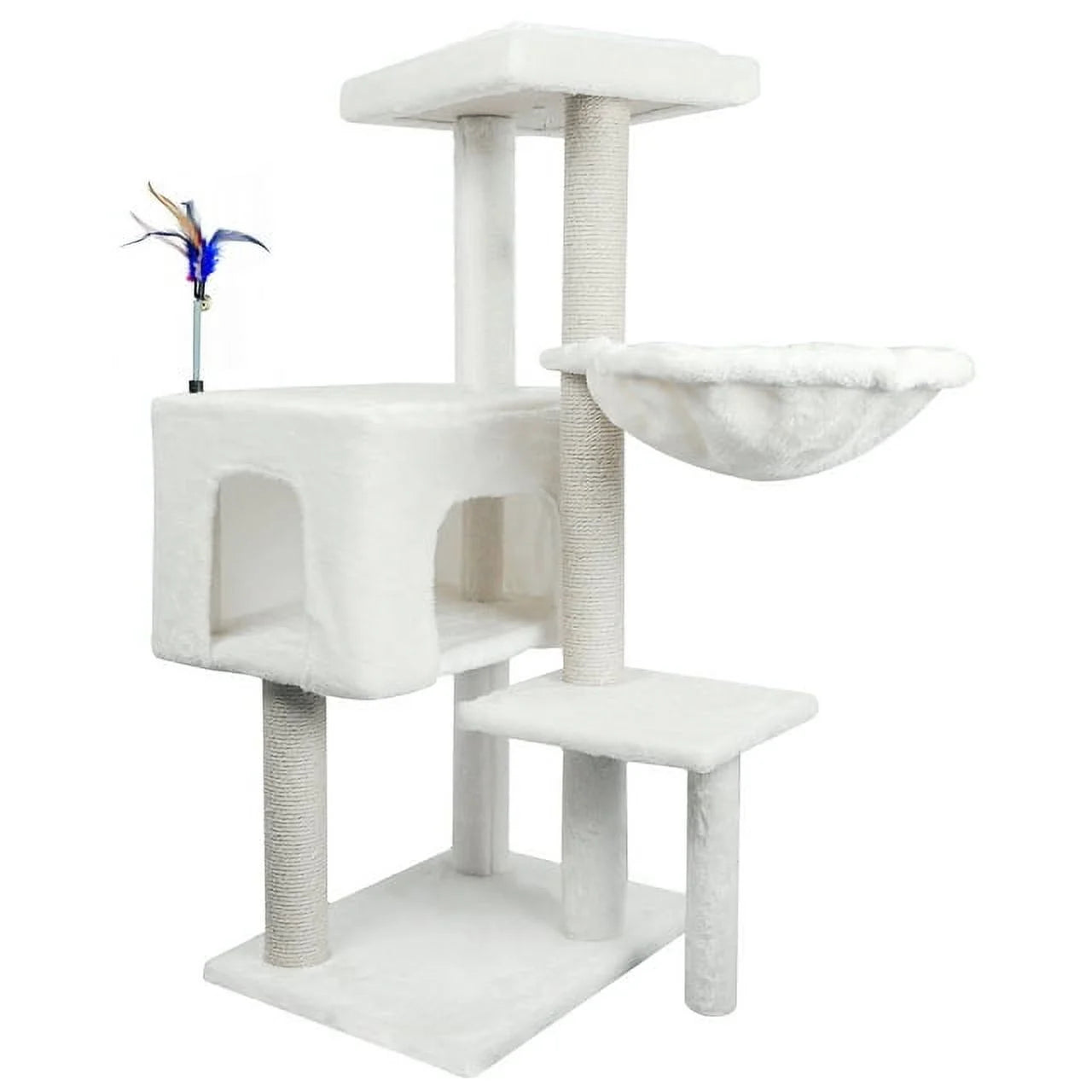 Cat Tree Has Scratching Toy with a Ball Activity Centre Cat Tower Furniture Jute-Covered Scratching Posts,Beige